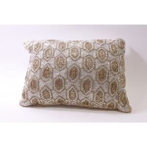 Throw Pillow, Beaded, Gold Silver, Eye-catching, Accent, Decor, ~ 251227-WH 1015